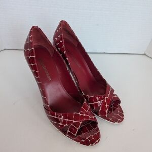 Enzo Angiolini Shoes Women's 7.5 M Magnify Giraffe Print Red Pump Stilleto Heels